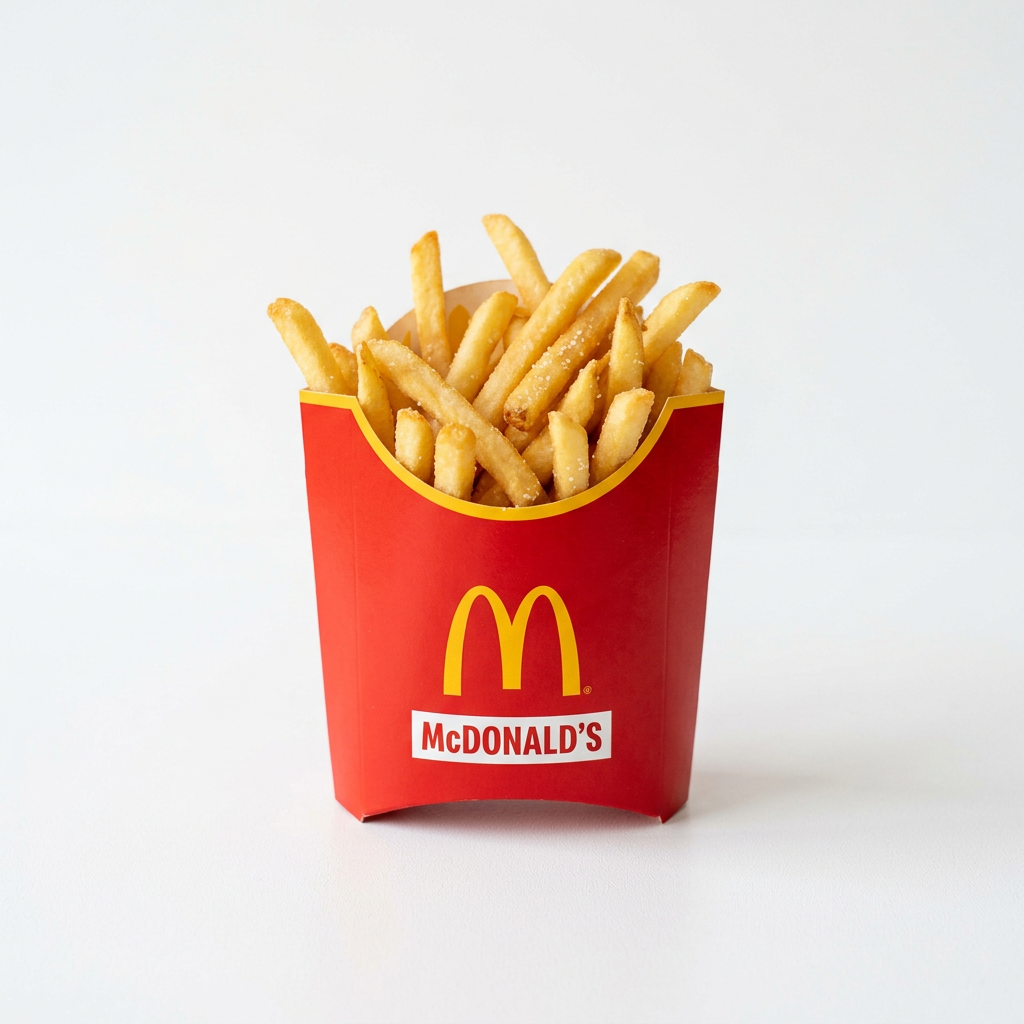 McDonald's red carton filled with golden crispy french fries